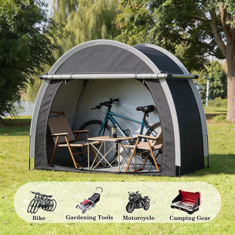Carpa de Almacenamiento Impermeable para Bicicletas, para 1-4 Bicicletas, Tela Oxford 210D con Revestimiento Plateado, Protección UV, Plegable y