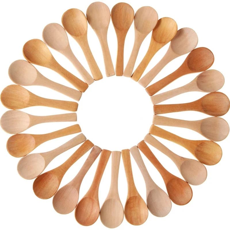 Mini cucharas de madera de 9cm, cucharas de degustación para condimentos, cucharas de sal para cocina, aceite de condimentos, café, té y azúcar,