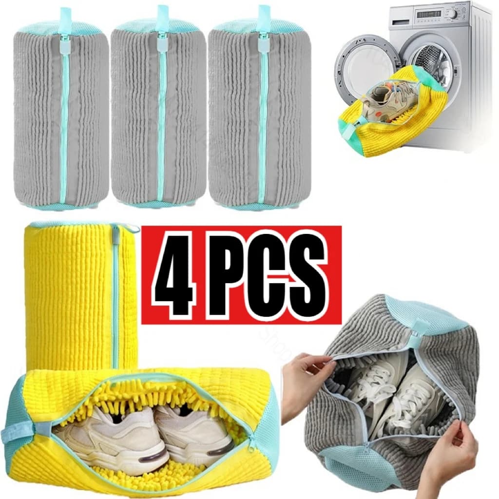 Bolsa de Lavado de Zapatos de Malla Durable con Cremallera, Interior de Fluff Suave, Protege Sneakers y Calzado Casual en la Lavadora y Secadora,