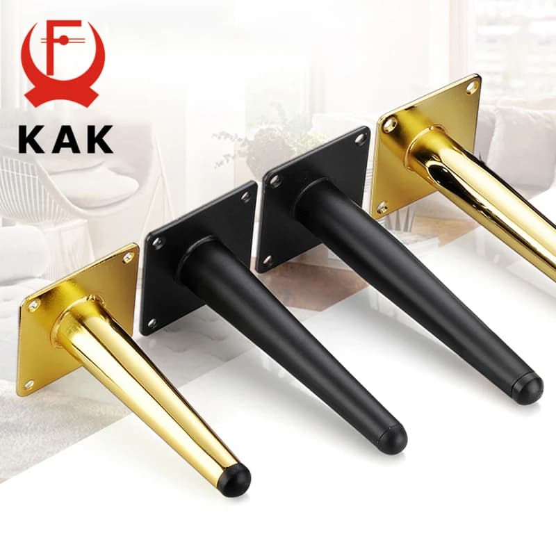 KAK-patas de Metal para muebles, patas doradas negras para mesa, reemplazo para armario, sofá, con tornillos, 800KG, herrajes para muebles sin