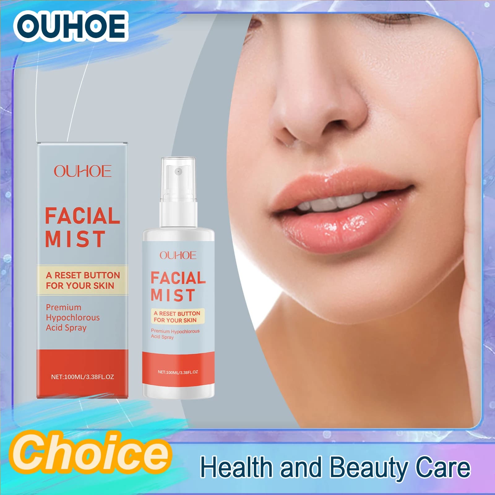 Spray Facial de ácido hipocloroso, Reduce el enrojecimiento, hinchazón, acné, reparación de espinillas, Control de aceite calmante, refinación de