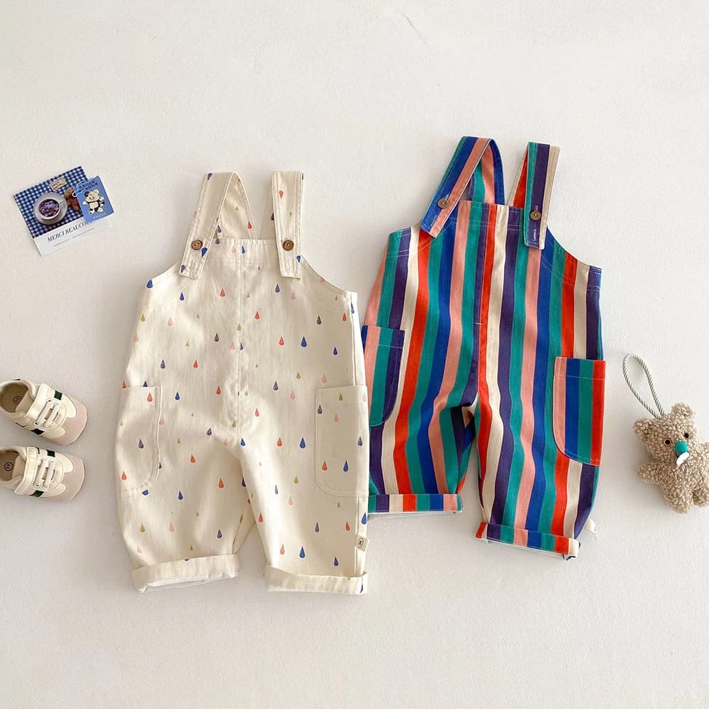 Nueva ropa Unisex de primavera para niños, monos de moda, monos de lunares, monos a rayas, traje de juego para niños
