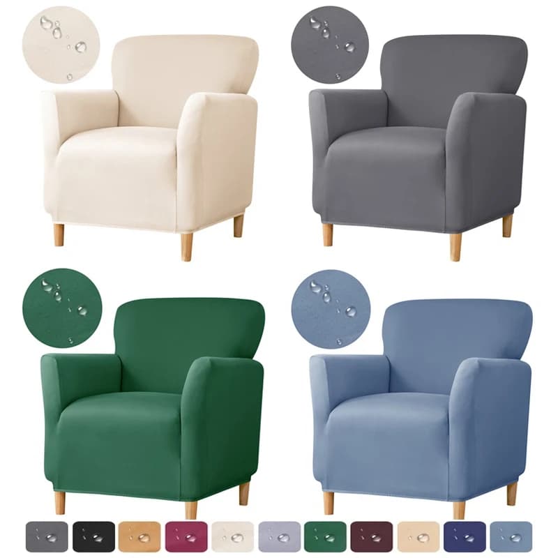 Funda elástica de LICRA para silla de bañera, fundas elásticas repelentes al agua para sofá de Club, Color sólido, funda para sillón individual