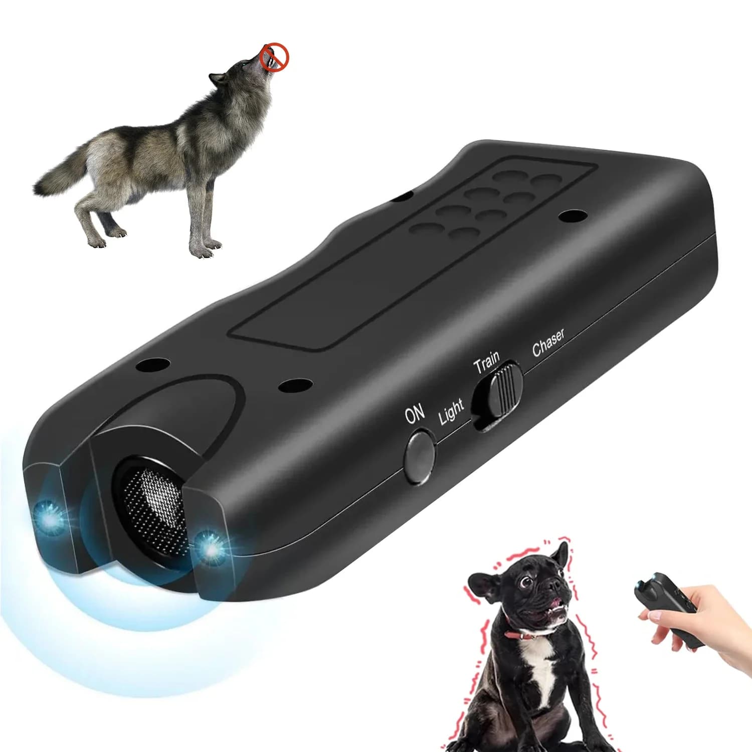 Ahuyentador de Perros Portátil Ultrasónico, Dispositivo de Entrenamiento 3 en 1 Antiladridos, Repelente de Animales, Suministros para Entrenamiento