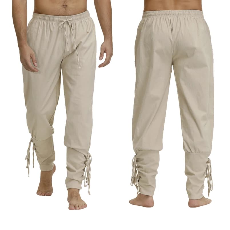Pantalones medievales Disfraz vikingo para hombres y mujeres Pantalones piratas con cordones Pantalones renacentistas Pirata Marrón Negro Tallas