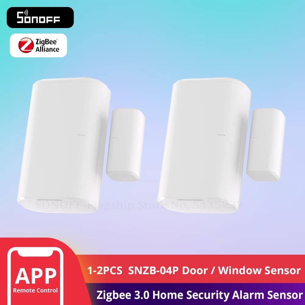 1/2 Uds SONOFF SNZB-04P Zigbee Sensor de ventana de puerta Sensor de alarma de seguridad para el hogar escena inteligente Local funciona con Alexa