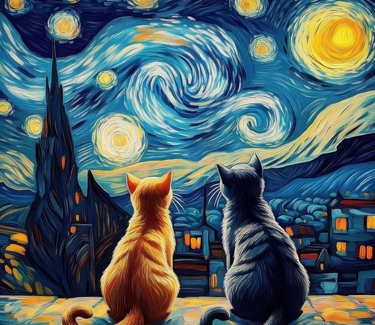 Rompecabezas de madera de 300/500/520/1000 piezas de gato adulto, rompecabezas de paisaje de noche estrellada, juegos, juguete divertido para la