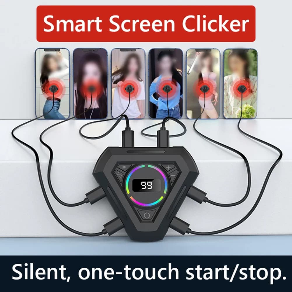 Pantalla de teléfono móvil con Clicker automático, velocidad ajustable, pantalla silenciosa, Clickers para juegos, transmisiones en vivo, como