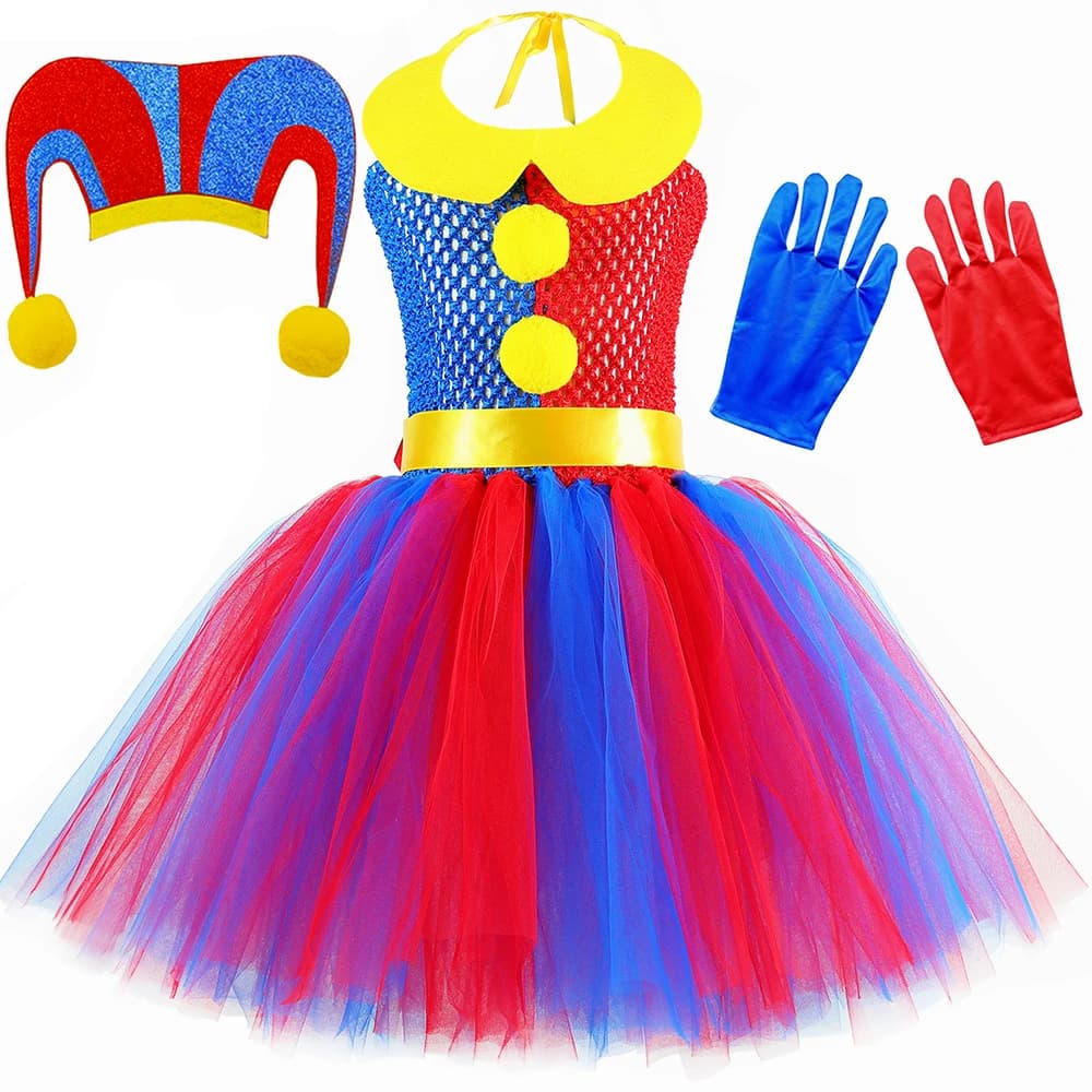 Increíble disfraz de circo Digital para niños, ropa de vestido de tutú, Disfraces de Halloween de payaso, vestidos de princesa de fiesta de lujo