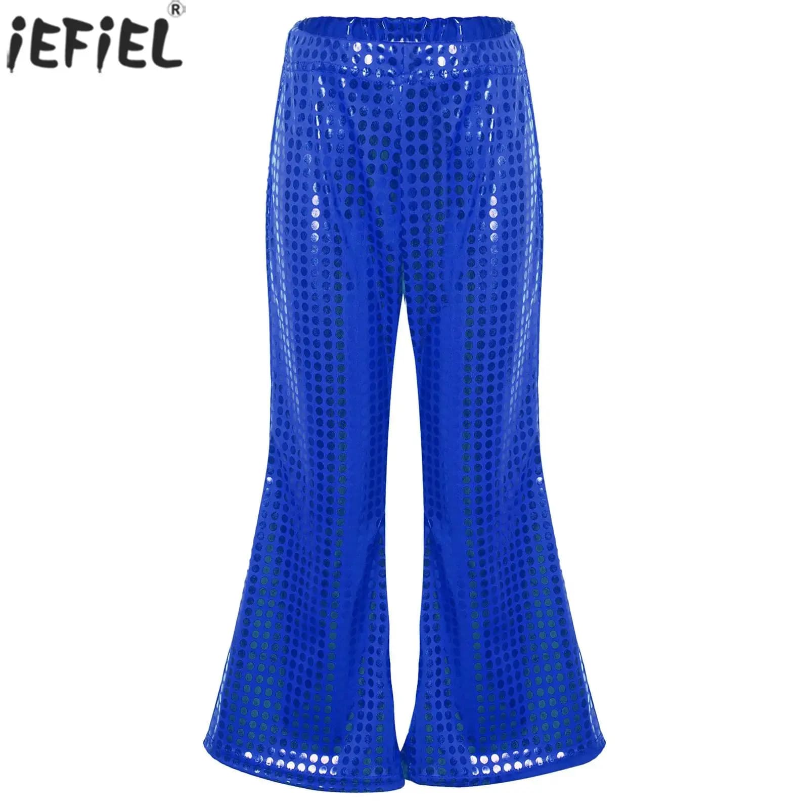 Disfraz de Jazz para niños y niñas, pantalones acampanados con lentejuelas brillantes, cintura elástica, Ropa de baile para actuaciones en fiestas