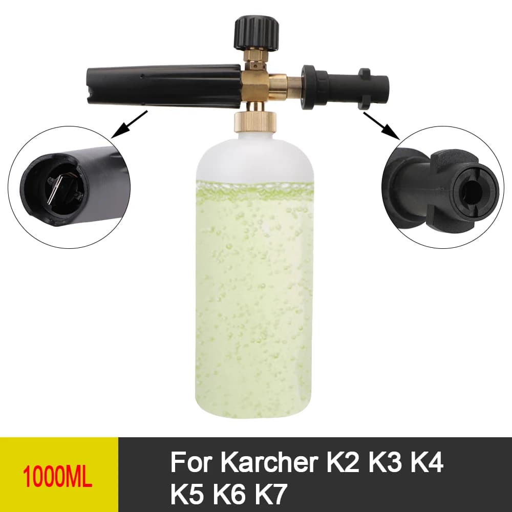 Boquilla rociadora ajustable para lavadora de alta presión, 1L, lanza de espuma para nieve, generador de espuma de jabón para coche para Karcher K2