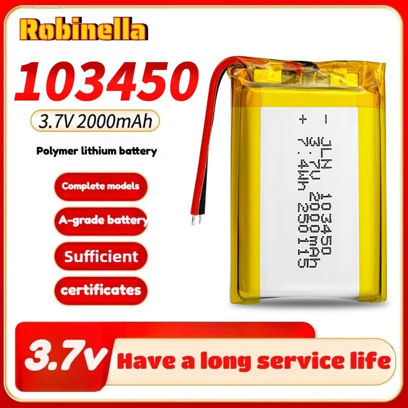 1-10 Uds 3,7 V 2000mAh 103450 baterías de polímero recargables Lipo li-po para banco de energía de juguete GPS portátil luces de Camping Diy