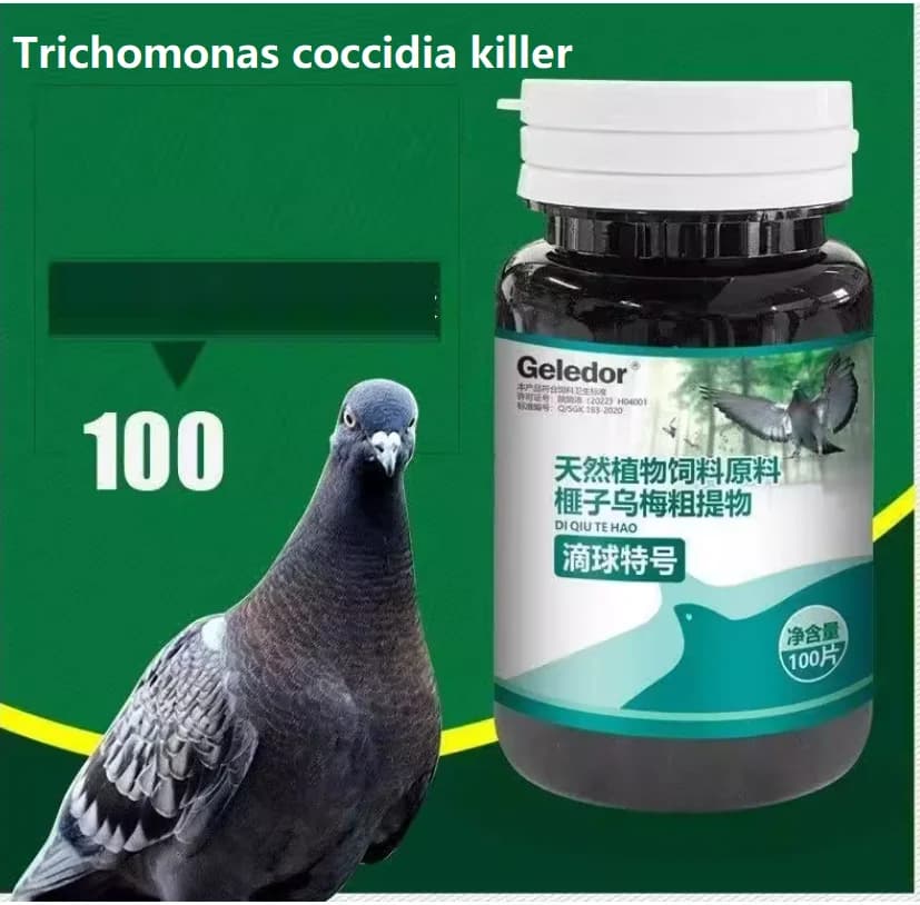 Tricomonas, coccidiosis en palomas, infección dos en uno, excrementos nodulares, trastornos digestivos, 100 tabletas