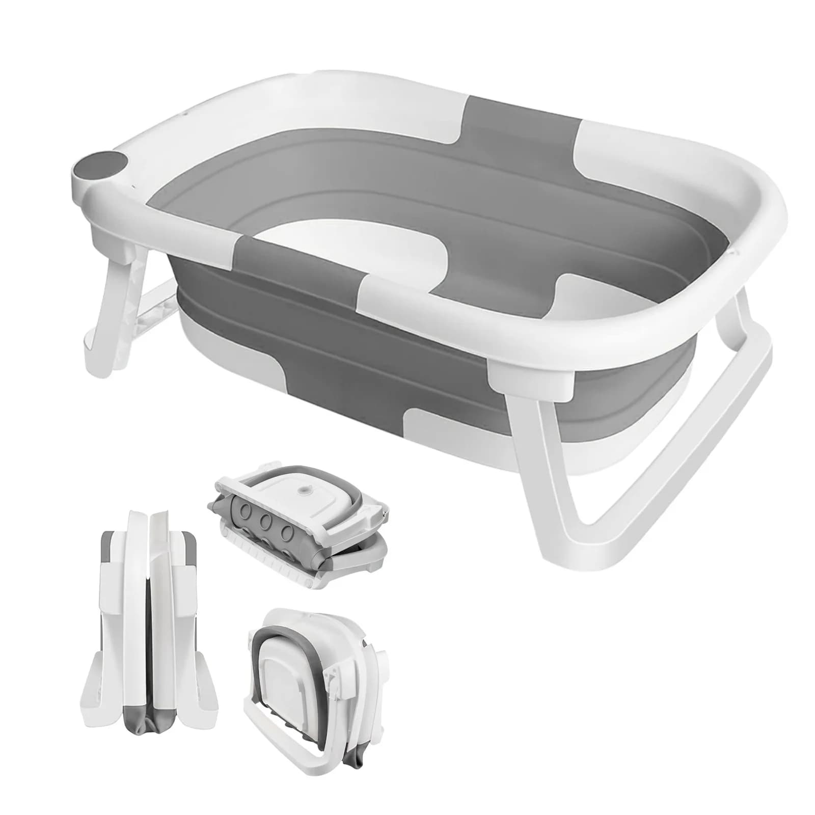 Bañera para bebé plegable, bañera de plástico para bebé recién nacido con patas antideslizantes plegables, bañera plegable para bañarse a los