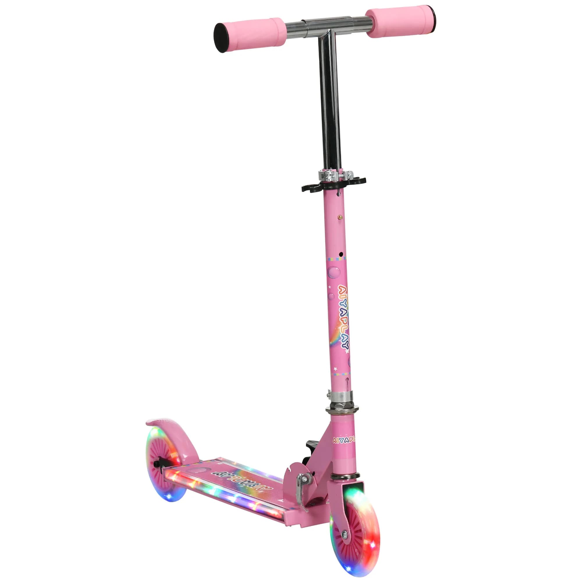 HOMCOM Patinete para Niños Plegable con Luces Música 67x32x65-78 cm Rosa