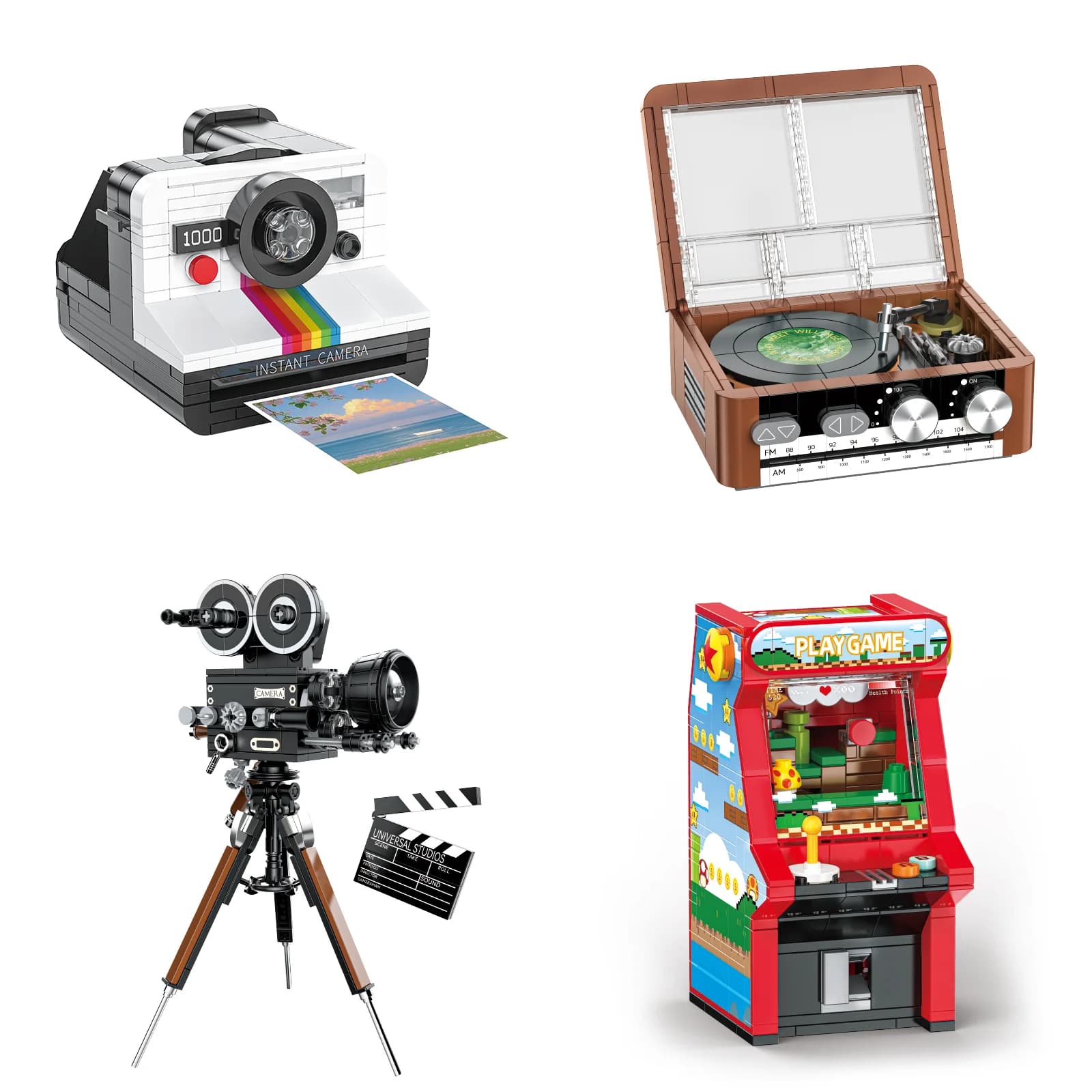 JAKI Serie Retro, Tocadiscos/Máquina de Juegos, Modelo de Juguete para Armar, Bloques de Construcción MOC, Regalo de Cumpleaños para Niños