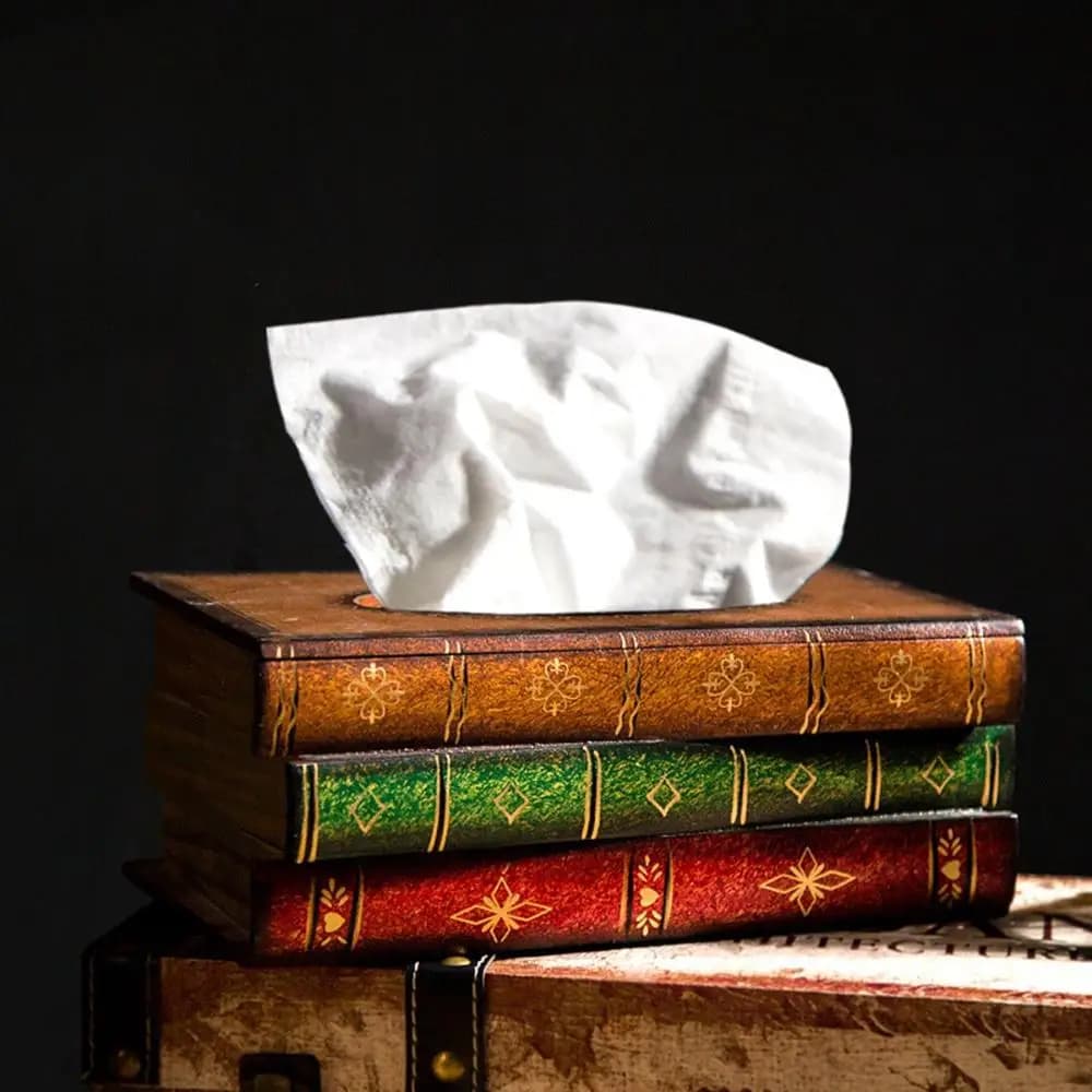 Dispensador de Papel Decorativo para Oficina, con Forma de Libro Vintage, para Guardar Toallitas, Servilletas y Pañuelos