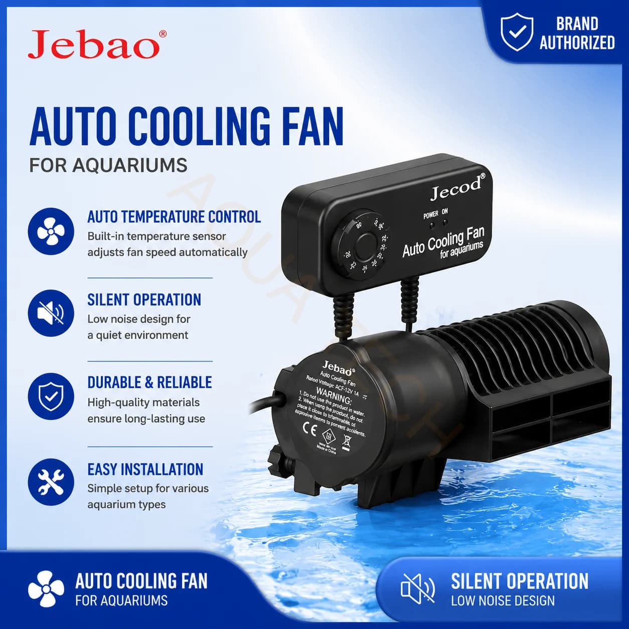 Jebao Jecod ACF 200/300 ventilador de refrigeración para acuario silencioso Control automático de temperatura enfriador de acuario marino