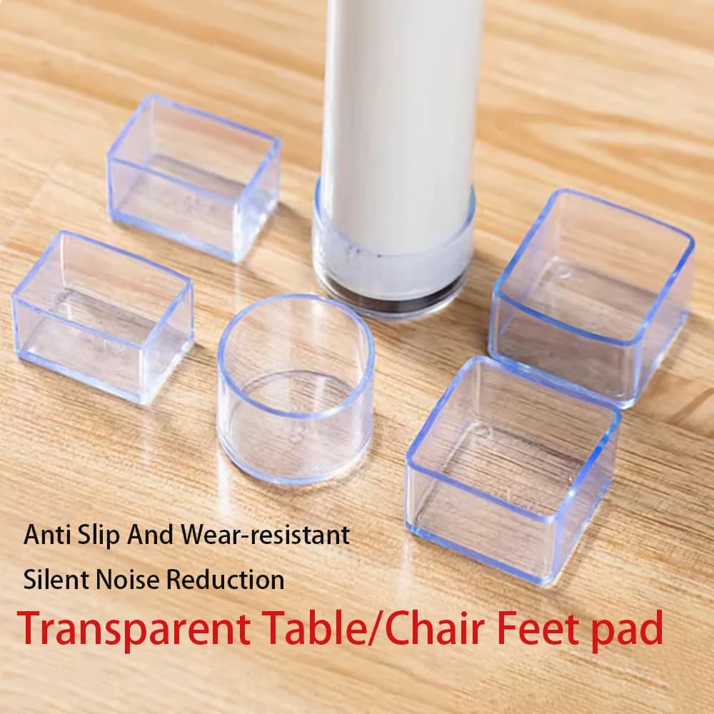 4-16 Uds. Cubiertas transparentes para patas de sillas y mesas, tapones de tubo redondos/cuadrados, cubiertas protectoras, almohadillas