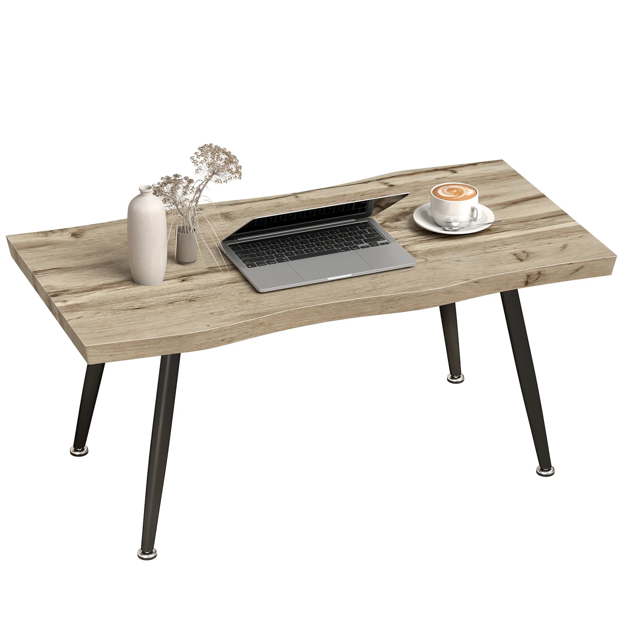 HOMCOM Mesa baja, mesa auxiliar con bandeja de 4 cm de grosor y patas de acero para sala de estar, escritorio, dormitorio, 50x45 cm, c
