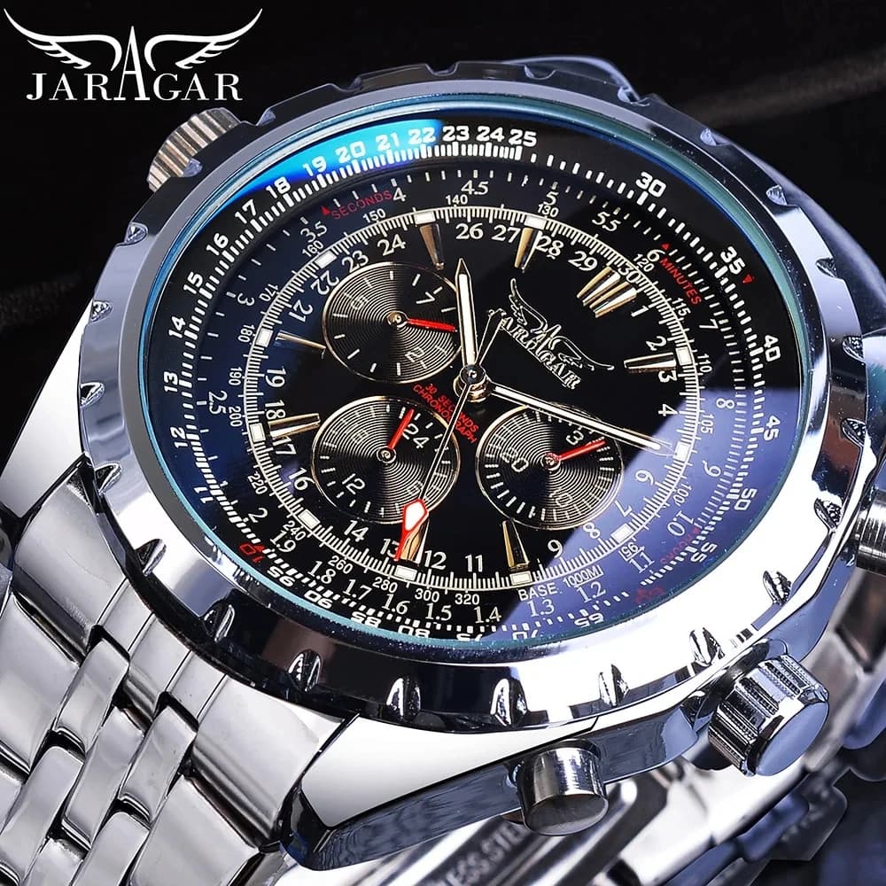 Relojes deportivos JARAGAR para hombre, relojes mecánicos automáticos de lujo de primeras marcas para hombre, relojes de pulsera militares con