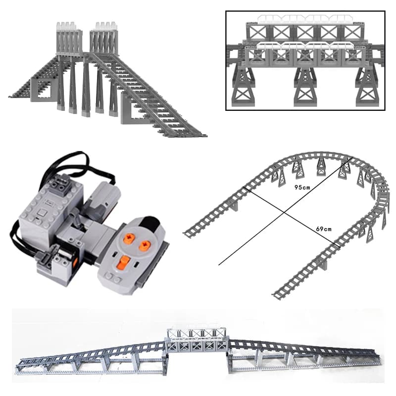 MOC-Juego de modelos de entrada de salida de túnel de tren, contenedor de tren urbano, Kits de tanque de aceite, semáforos de pista ferroviaria de