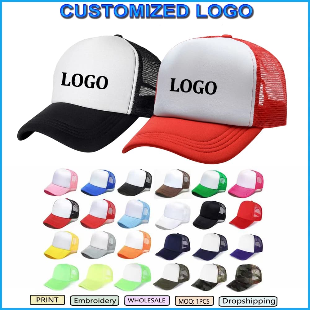 Personalizar impresión Logo publicidad gorra de camionero Unisex transferencia de calor Logo gorras de malla verano ajustable espuma camionero
