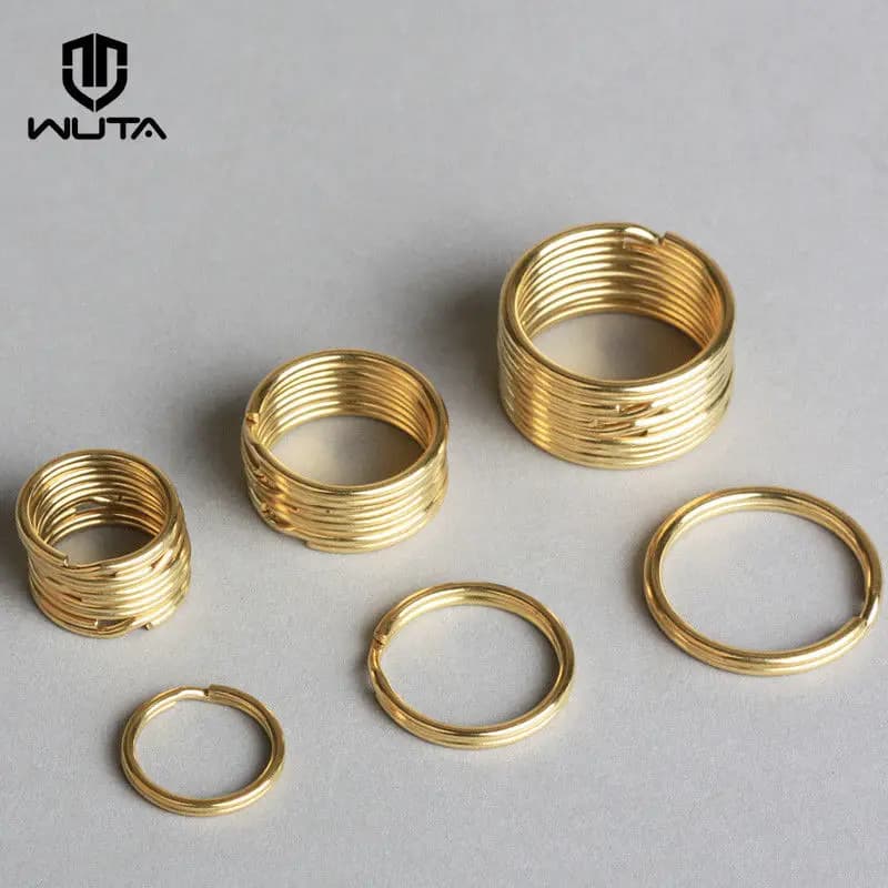 WUTA 50 Uds. Llaveros de latón macizo gancho de cadena Hardware anillo dividido (no se decolora) llavero redondo artesanía de cuero accesorios DIY