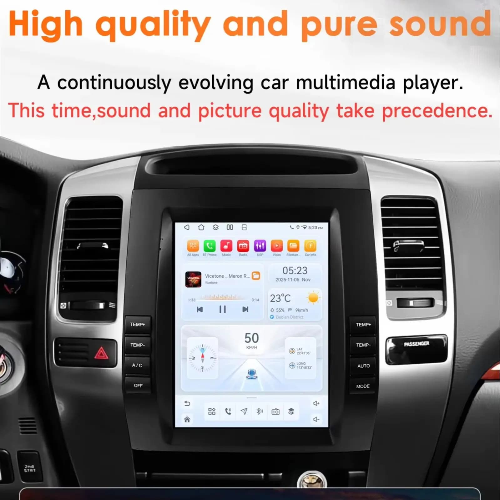 Radio para Auto Hizpo para Toyota Land Cruiser Prado 120 2002-2009 Lexus GX470, Reproductor Multimedia con CarPlay y Android Auto, GPS 4G, BT, Cámara