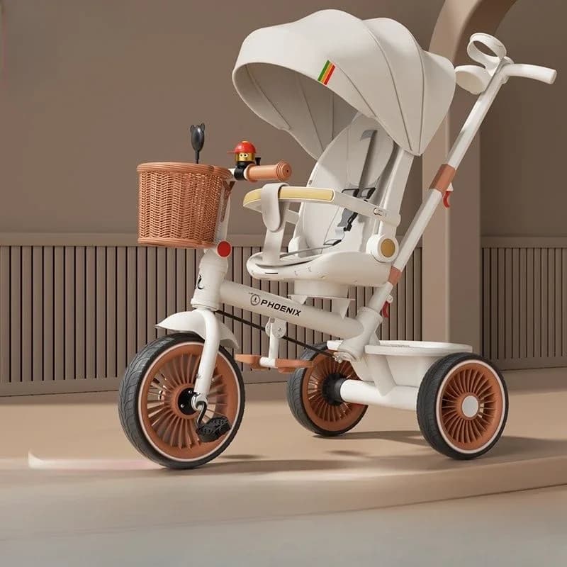 Triciclo para niños con empuje manual, cochecito de bebé de tres ruedas, bicicleta ligera para niños, bicicleta multiusos para niños