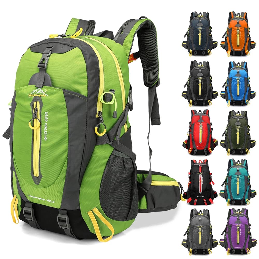 Mochila de viaje resistente al agua de 40L, mochila para ordenador portátil, senderismo, escalada, bolsas traseras para hombres y mujeres