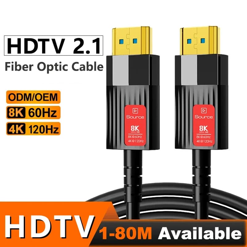 Cable de fibra óptica HDMI 2,1 8K, Cable compatible con HDMI, 8K@60Hz, 4K@120Hz, 48Gbps, HDR EARC para proyector HDTV PS5, 5m/10m/20m/40m/50m