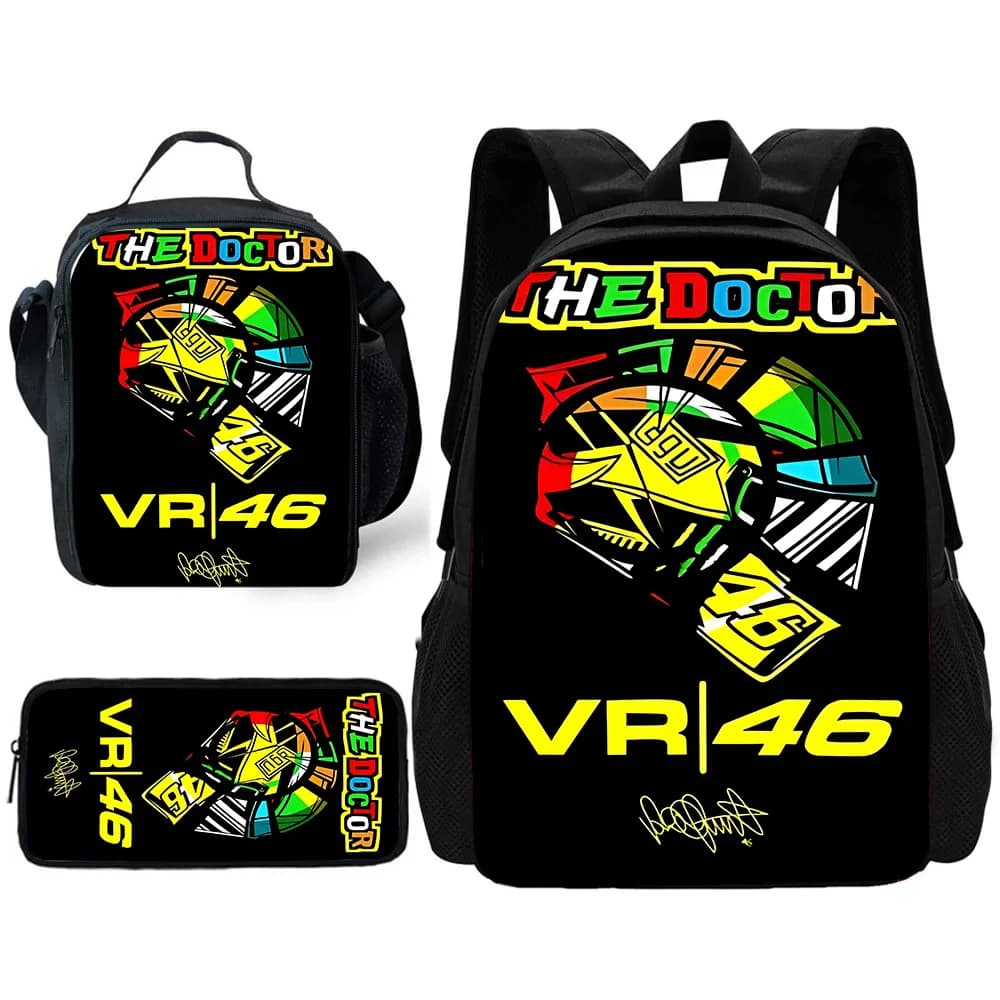Mochila escolar para niños R-rossis VR-46 con bolsas para el almuerzo, bolsas para lápices, mochilas escolares para niños y niñas, el mejor regalo