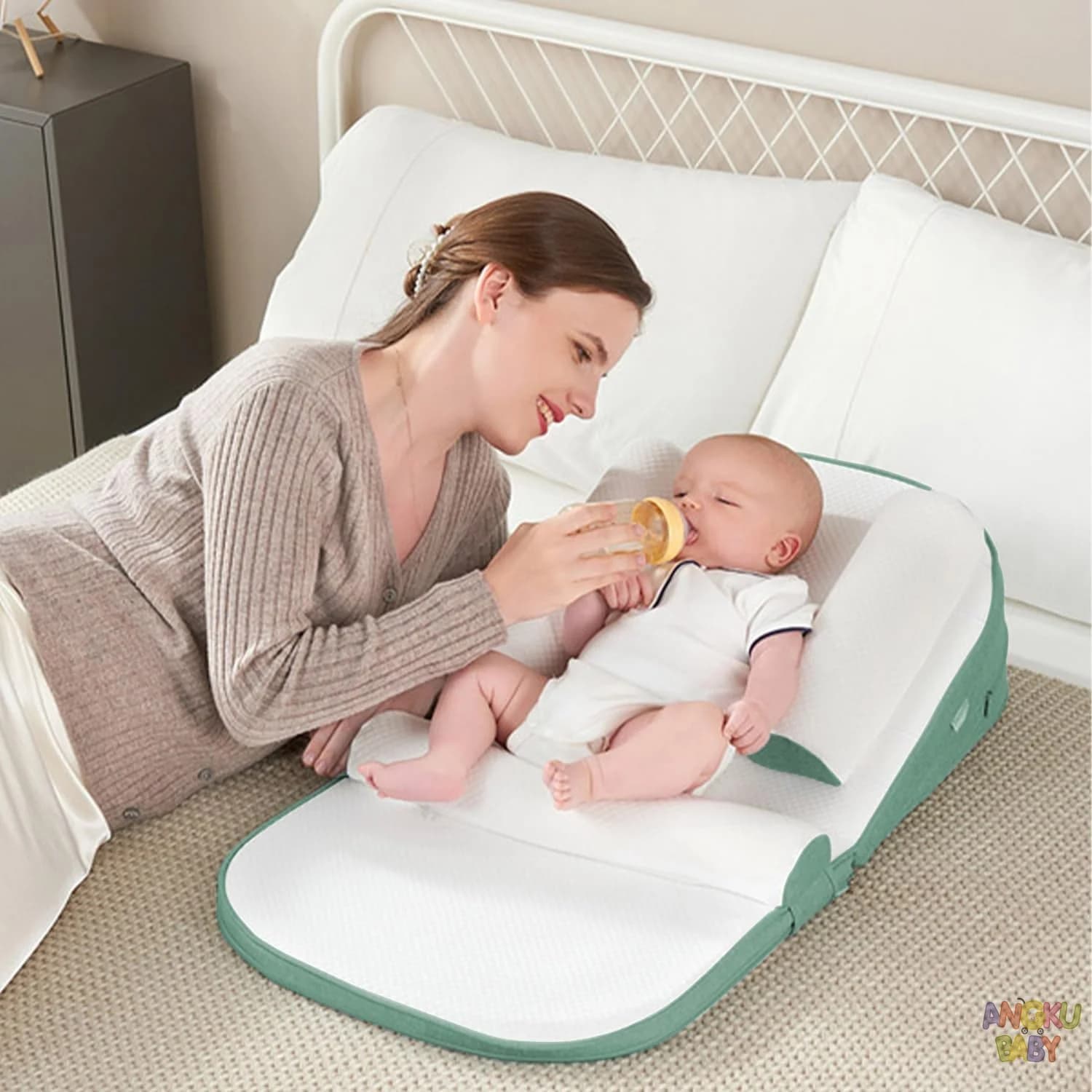 Almohada antireflujo para bebé, almohada de lactancia de altura ajustable, almohada transpirable para dormir para bebés recién nacidos, cojín