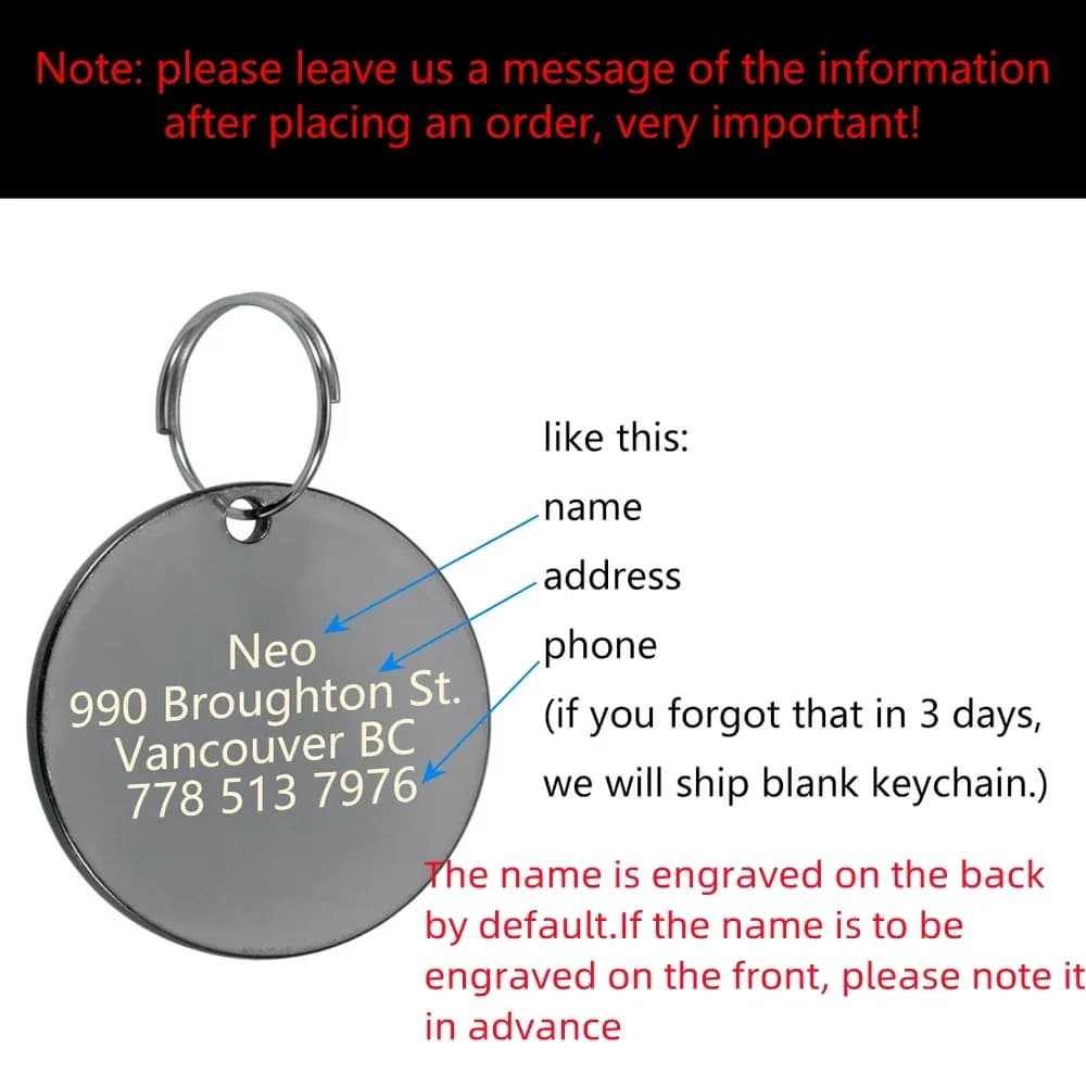 Placa de Identificación VIP para Mascotas, Personalizable con Grabado, para Perros y Gatos, Placa de Bronce con Nombre, Dirección y Número