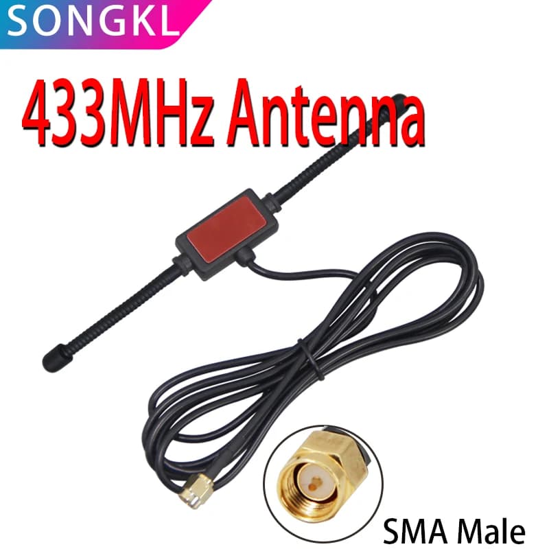 Antena de bocina de 433MHz, antena SMA macho con Cable de 1,5 M 3M RG174 para Radioaficionado, modelo DTU, Walkie Talkietc.