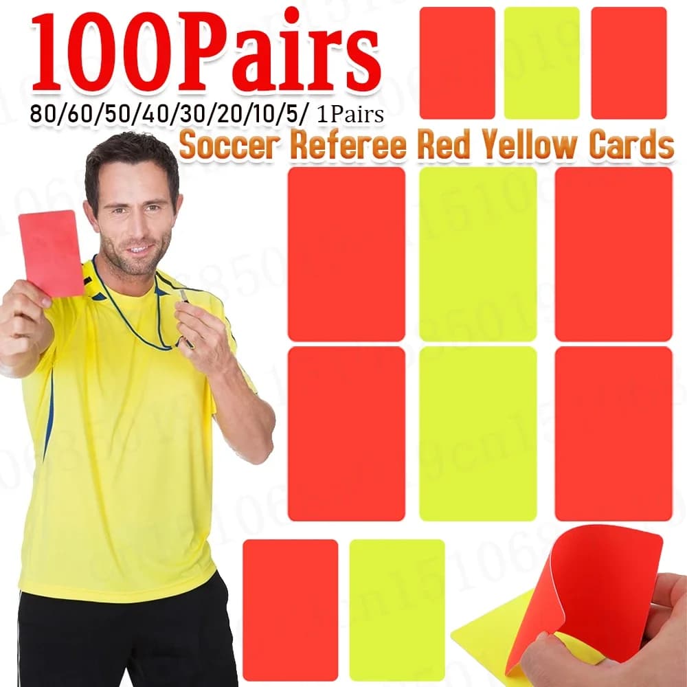 100-1 par de tarjetas de árbitro de fútbol, Tarjeta roja y amarilla, accesorios de fútbol, equipo de supervivencia al aire libre