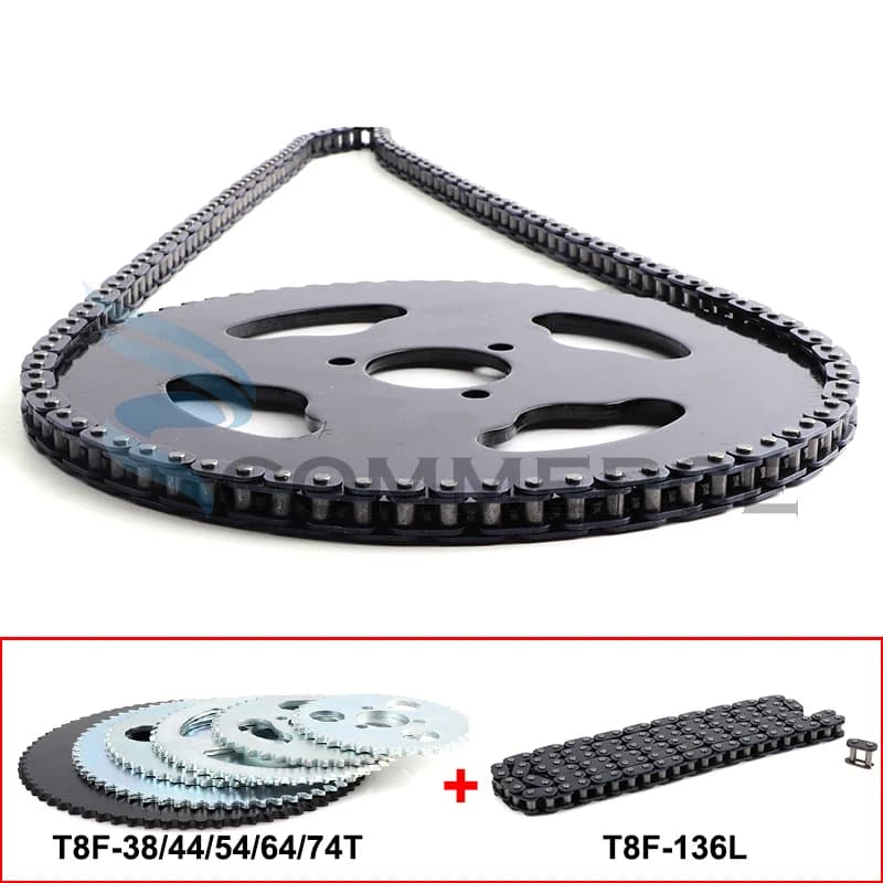 Cadena T8F de 47cc, 49cc, 136 eslabones y piñón de 38 44 54 64 74 dientes apto para Mini Moto Dirt Pit Bike ATV Quad, piezas de motor de 2 tiempos