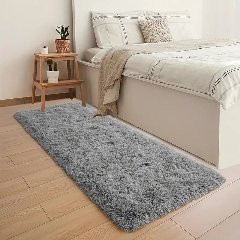 VIKAMA Alfombra de pelo largo suave y esponjoso, alfombra de sofá de sala de estar lavable a máquina y fácil de cuidar, alfombra de cabecera para