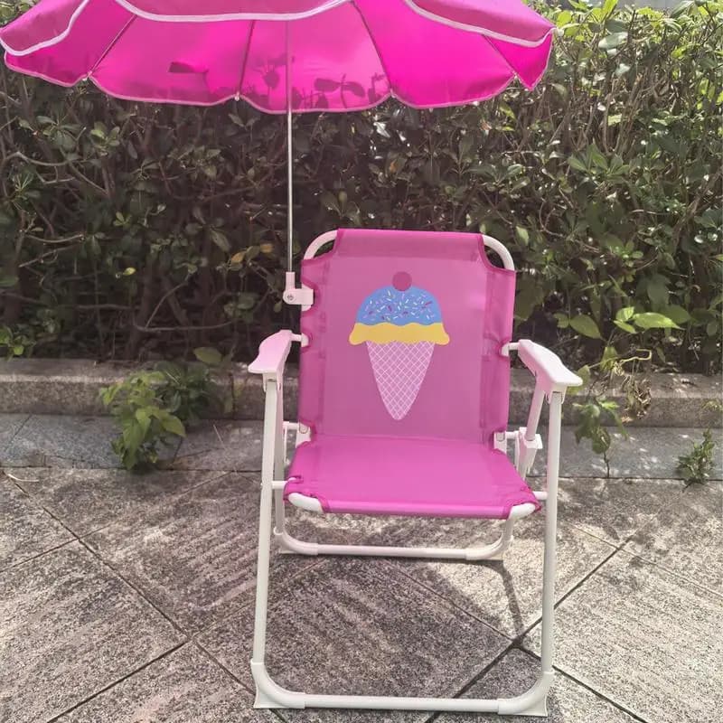 Silla de playa plegable para niños con sombrilla, asiento de arena resistente al viento con sombrilla para viajes al aire libre, silla plegable para