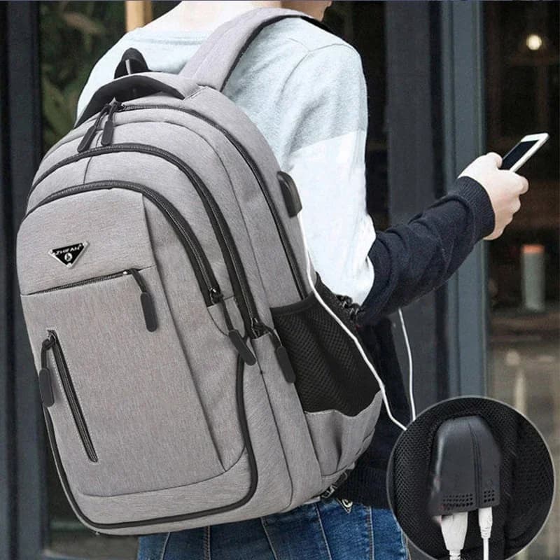 Mochila de gran capacidad para hombre, mochilas para ordenador portátil 15,6, mochilas de escuela secundaria sólidas negras Oxford, mochila para