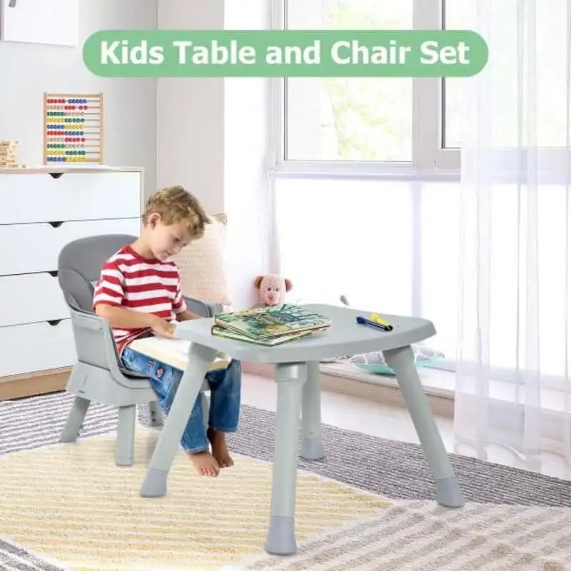 Silla Alta para Bebé 6 en 1 con Arnés de 5 Puntos y Bandeja Extraíble - Gris