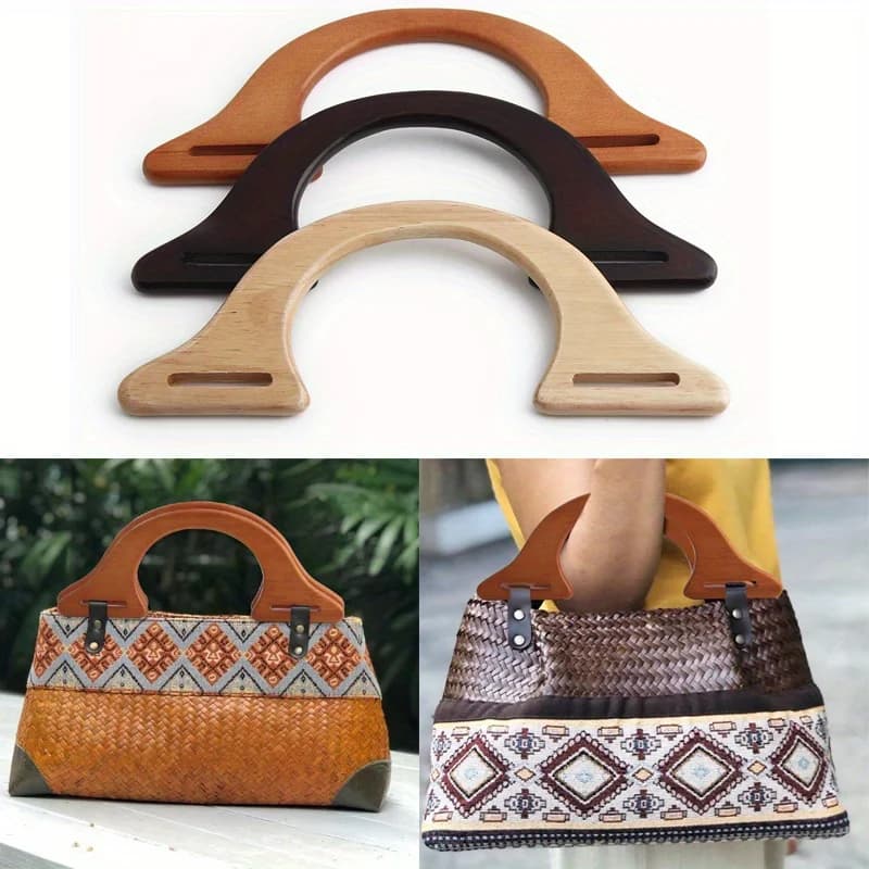 Bolsa de playa arqueada de roble, accesorios decorativos hechos a mano, bolso de madera, bolso Retro, mango de gancho DIY, 2 uds.