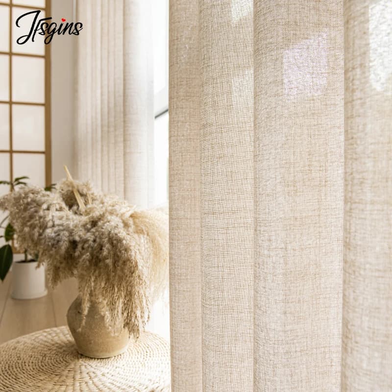 Cortinas de gasa de tul japonés para sala de estar, dormitorio de niñas, balcón, Cortina semitransparente para cocina, Cortinas personalizadas