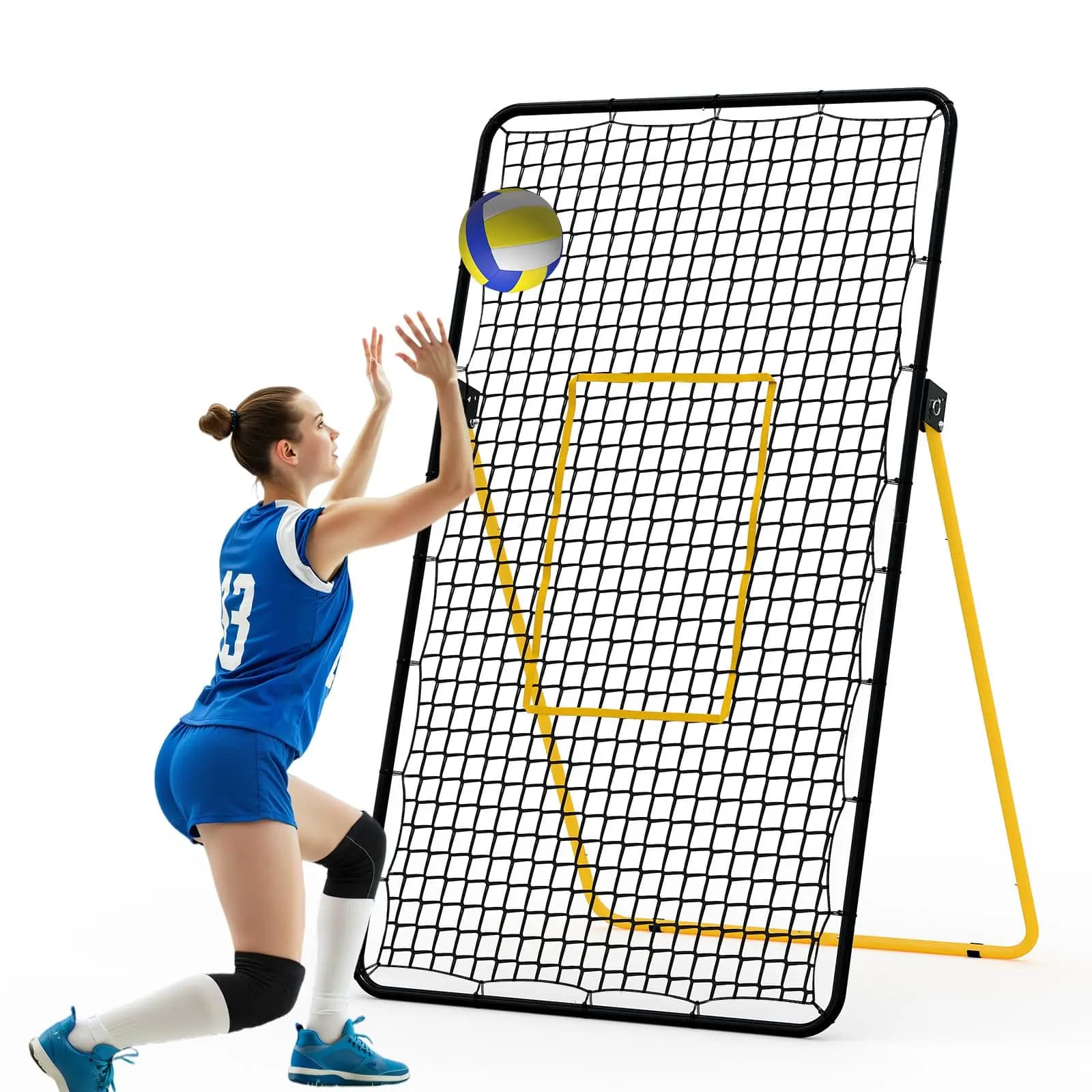 Red de rebote para voleibol de 7x4 pies – Entrenador de rebote multiángulo ajustable para remates, pases, golpes y servicios