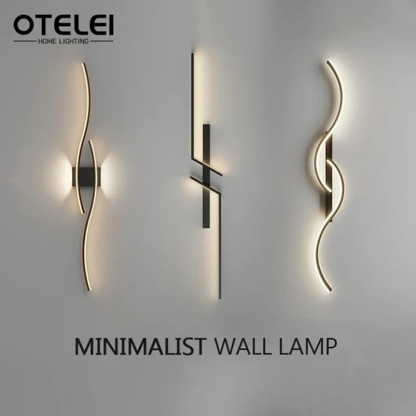 Lámpara de pared LED de tira larga, Control remoto moderno, atenuación, decoración para sala de estar, fondo, dormitorio, cabecera, iluminación