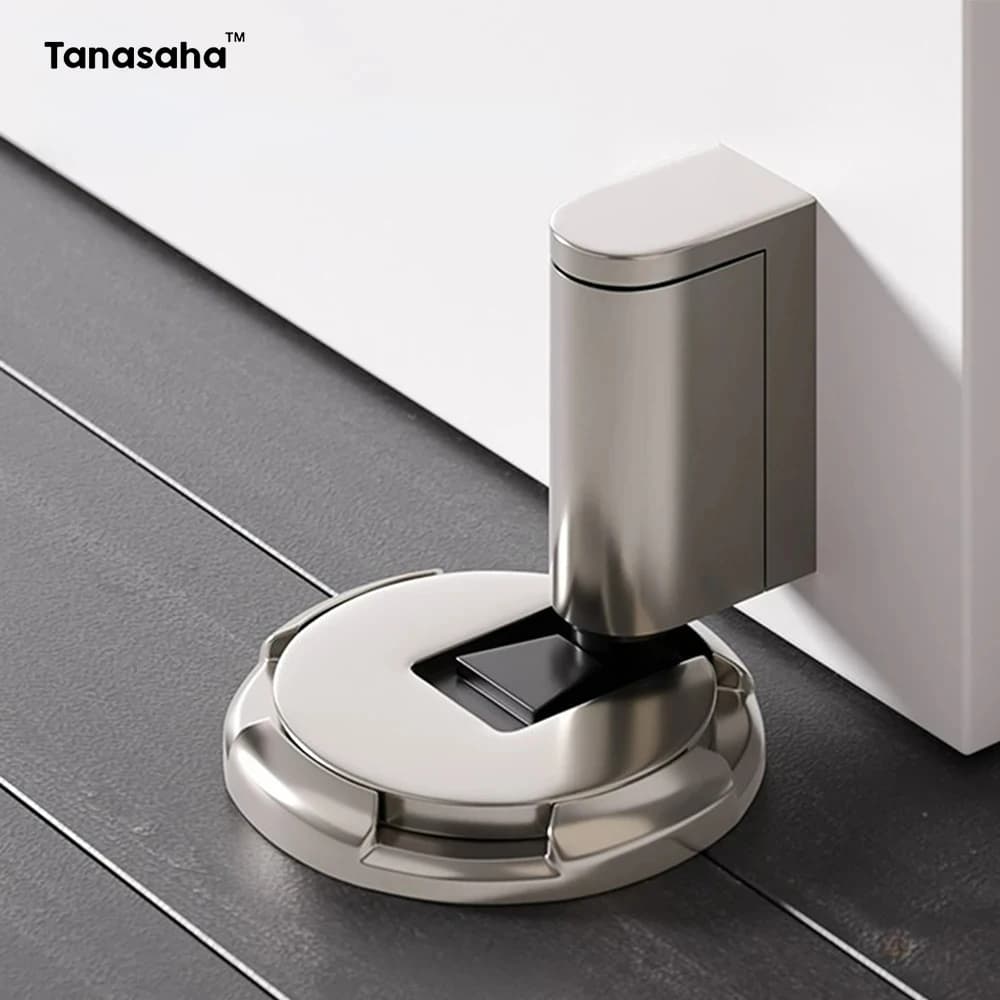 Tope de puerta sin perforaciones, Tope automático para suelo, accesorios para muebles, tapón dorado, negro y gris para puerta a prueba de viento
