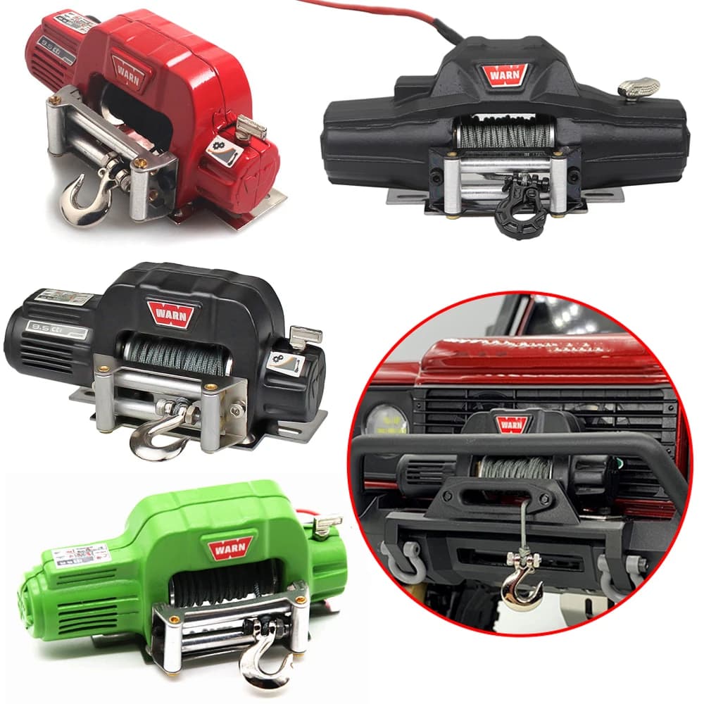 Cabrestante simulado de simulación automática de Metal para coche trepador de control remoto Axial SCX10 III 1/10 1/8 90046 D90 TRX4 TRX-6 D110