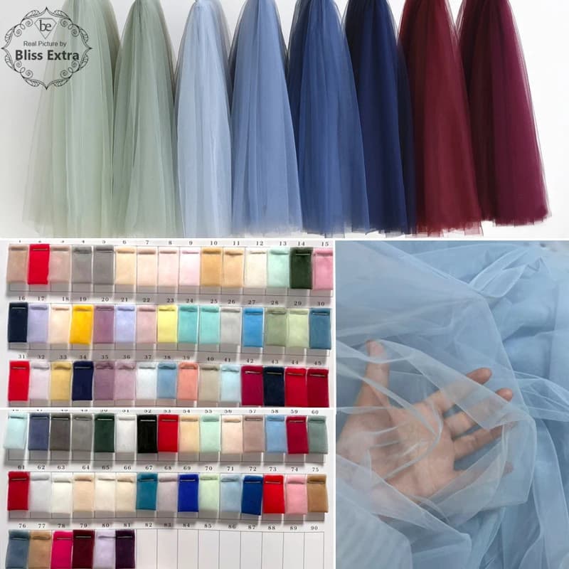 Tela de tul suave azul Borgoña, cortina para celebración de boda, ropa, diseño de malla salvia, silla, hilo trasero, Material de costura DIY