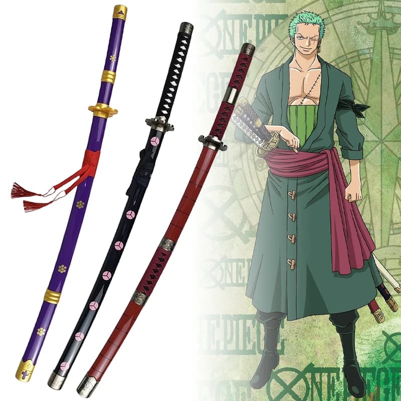 Espada de Roronoa Zoro de 104 cm, Réplica de Anime One Piece, Cuchillo de Cosplay, Espada Ninja, Katana Japonesa de Tamaño Real, Juguete de Samurái